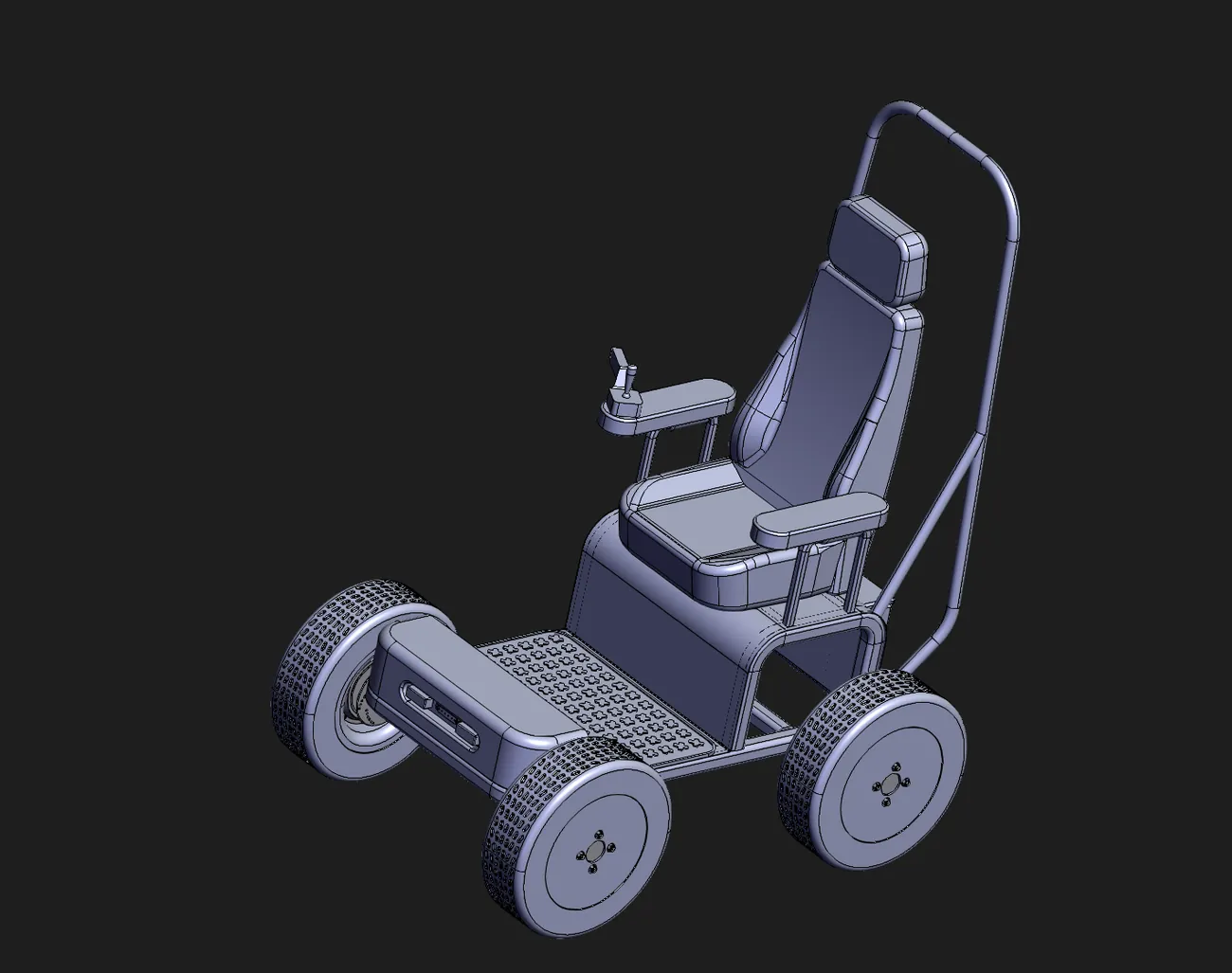 Rendered CAD of all-terrain mobility aid