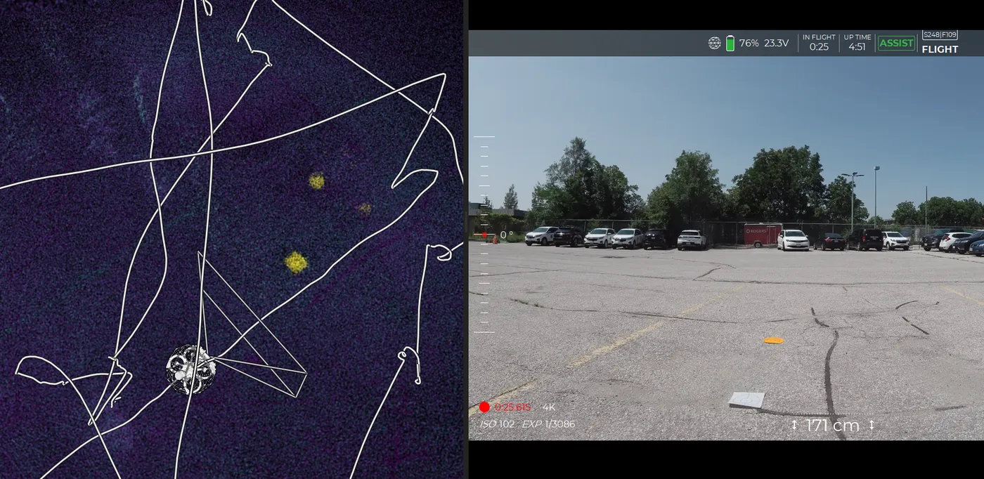 Scan of targets on the ground in sunlight