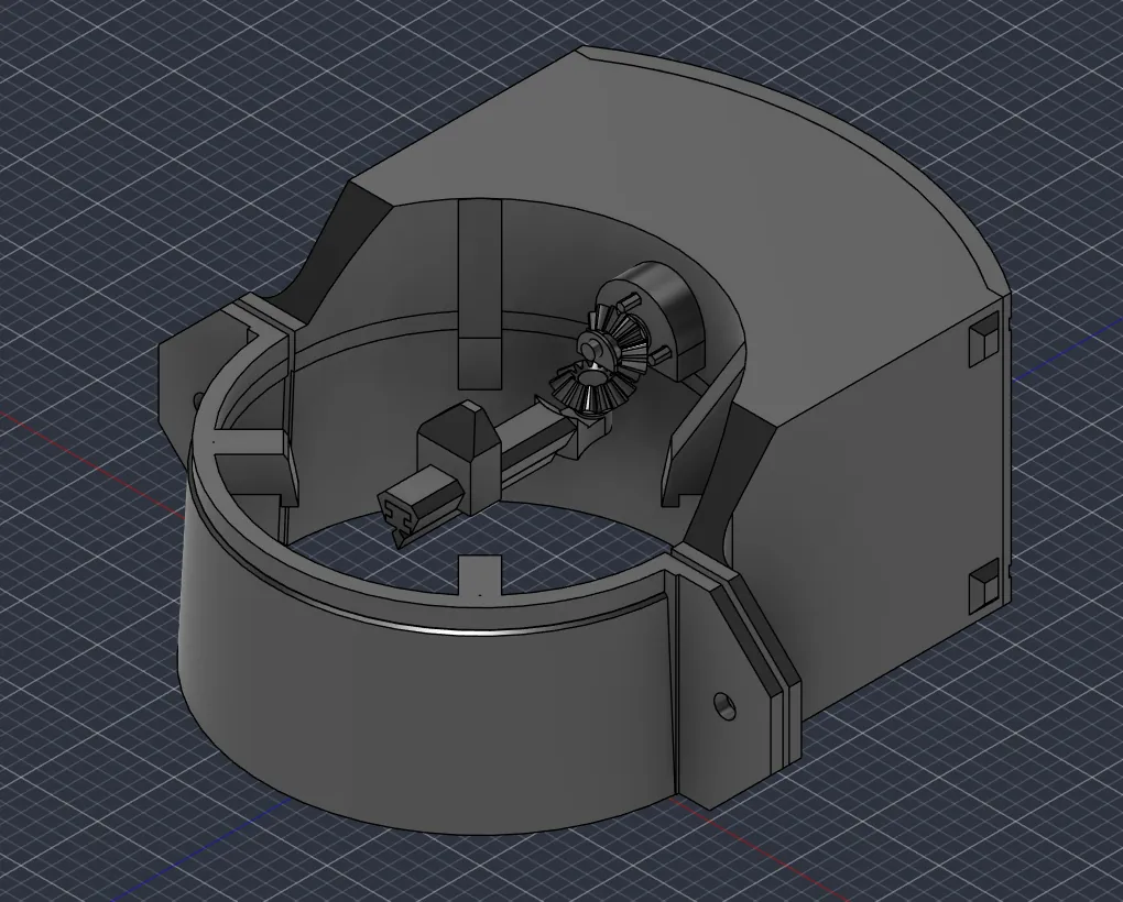 Fusion 360 isometric view of the wiper enclosure and mechanism